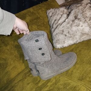 UGG Charcoal Knit Button Boots